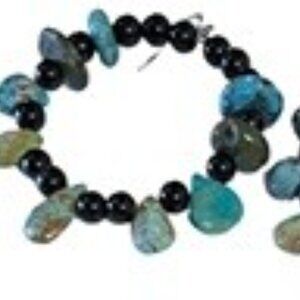 Natural Turquoise Obsidian 70s Style Hoop Earrings